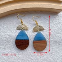 1 Pair Streetwear Geometric Hollow Out Alloy Wood Resin Drop Earrings sku image 8