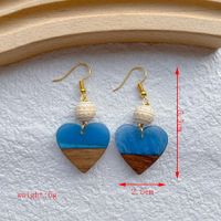 1 Pair Streetwear Geometric Hollow Out Alloy Wood Resin Drop Earrings sku image 5