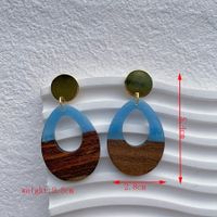 1 Pair Streetwear Geometric Hollow Out Alloy Wood Resin Drop Earrings sku image 7