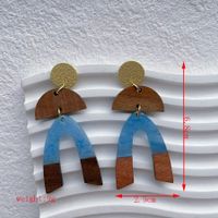1 Pair Streetwear Geometric Hollow Out Alloy Wood Resin Drop Earrings sku image 11