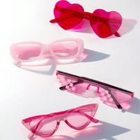 Süß Einfacher Stil Herzform Einfarbig Pc Quadrat Vollbild Kinder Sonnenbrille main image 2