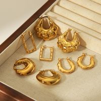 1 Pair IG Style Vintage Style Classic Style Solid Color 304 Stainless Steel 18K Gold Plated Earrings main image 1