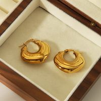 1 Pair IG Style Vintage Style Classic Style Solid Color 304 Stainless Steel 18K Gold Plated Earrings main image 6