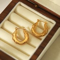 1 Pair IG Style Vintage Style Classic Style Solid Color 304 Stainless Steel 18K Gold Plated Earrings main image 4