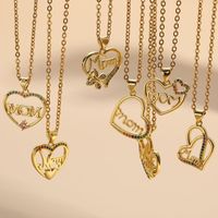 Wholesale Vintage Style Simple Style Heart Shape Copper Plating Inlay 14K Gold Plated Zircon Pendant Necklace main image 2