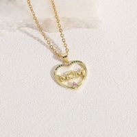 Wholesale Vintage Style Simple Style Heart Shape Copper Plating Inlay 14K Gold Plated Zircon Pendant Necklace main image 3
