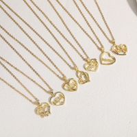 Wholesale Vintage Style Simple Style Heart Shape Copper Plating Inlay 14K Gold Plated Zircon Pendant Necklace main image 5