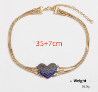 Elegant Retro Lady Heart Shape Alloy Iron Copper Stoving Varnish Inlay Rhinestones Women's Bracelets Necklace main image 2