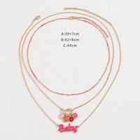Simple Style Classic Style Heart Shape Flower Alloy Zinc Alloy Enamel Women's Layered Necklaces sku image 2