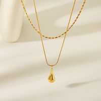 304 Stainless Steel 18K Gold Plated Vintage Style Exaggerated Formal Water Droplets Pendant Necklace main image 6