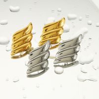 1 Piece IG Style Basic Wings Oil Pressure 304 Stainless Steel 18K Gold Plated Ear Studs main image 1