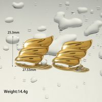 1 Piece IG Style Basic Wings Oil Pressure 304 Stainless Steel 18K Gold Plated Ear Studs main image 2