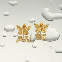 1 Piece IG Style Basic Sweet Butterfly 304 Stainless Steel 18K Gold Plated Ear Studs main image 4