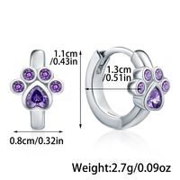 Cute Animal Paw Print Sterling Silver Inlay Zircon White Gold Plated Women's Jewelry Set main image 9