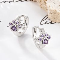 Cute Animal Paw Print Sterling Silver Inlay Zircon White Gold Plated Women's Jewelry Set main image 5