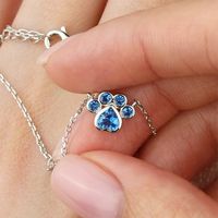 Cute Animal Paw Print Sterling Silver Inlay Zircon White Gold Plated Women's Jewelry Set main image 1