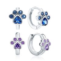 Cute Animal Paw Print Sterling Silver Inlay Zircon White Gold Plated Women's Jewelry Set main image 7