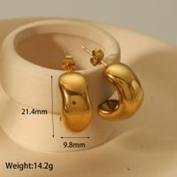 1 Piece IG Style Basic C Shape Pleated 304 Stainless Steel 18K Gold Plated Ear Studs main image 2