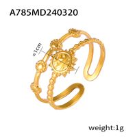Titanium Steel 18K Gold Plated Casual Simple Style Layered Plating Hollow Out Round Heart Shape Lines Open Rings sku image 16