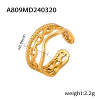 Titanium Steel 18K Gold Plated Casual Simple Style Layered Plating Hollow Out Round Heart Shape Lines Open Rings sku image 15