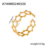 Titanium Steel 18K Gold Plated Casual Simple Style Layered Plating Hollow Out Round Heart Shape Lines Open Rings sku image 12