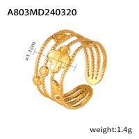Titanium Steel 18K Gold Plated Casual Simple Style Layered Plating Hollow Out Round Heart Shape Lines Open Rings sku image 11