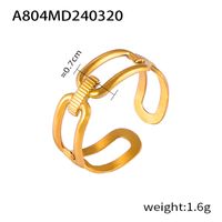 Titanium Steel 18K Gold Plated Casual Simple Style Layered Plating Hollow Out Round Heart Shape Lines Open Rings sku image 10