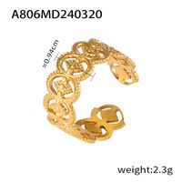Titanium Steel 18K Gold Plated Casual Simple Style Layered Plating Hollow Out Round Heart Shape Lines Open Rings sku image 17