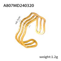 Titanium Steel 18K Gold Plated Casual Simple Style Layered Plating Hollow Out Round Heart Shape Lines Open Rings sku image 14