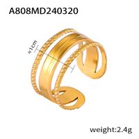 Titanium Steel 18K Gold Plated Casual Simple Style Layered Plating Hollow Out Round Heart Shape Lines Open Rings sku image 13