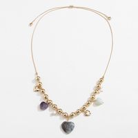 Retro Color Block CCB Natural Stone Gem Plating Gold Plated Women's Necklace sku image 2
