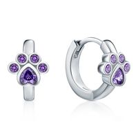 Cute Animal Paw Print Sterling Silver Inlay Zircon White Gold Plated Women's Jewelry Set sku image 2