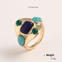Wholesale Jewelry Retro Geometric Alloy Semi-precious Stone Plating Inlay Rings sku image 4