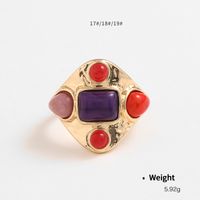 Wholesale Jewelry Retro Geometric Alloy Semi-precious Stone Plating Inlay Rings sku image 7