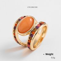Wholesale Jewelry Retro Geometric Alloy Semi-precious Stone Plating Inlay Rings sku image 10