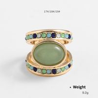 Wholesale Jewelry Retro Geometric Alloy Semi-precious Stone Plating Inlay Rings sku image 13