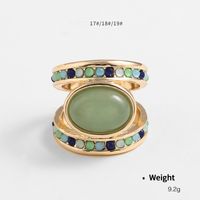 Wholesale Jewelry Retro Geometric Alloy Semi-precious Stone Plating Inlay Rings sku image 14