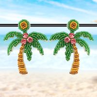 1 Pair Vacation Tropical Color Block Beaded Inlay Glass Rhinestones Drop Earrings main image 1