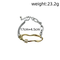Casual Simple Style Circle Copper Asymmetrical Chain 14K Gold Plated Men's Bracelets sku image 5