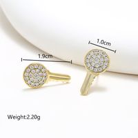 1 Pair XUPING Simple Style Crown Flower Key Inlay Copper Artificial Gemstones 18K Gold Plated Ear Studs main image 4