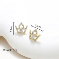 1 Pair XUPING Simple Style Crown Flower Key Inlay Copper Artificial Gemstones 18K Gold Plated Ear Studs main image 2
