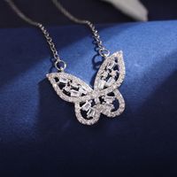 Wholesale Elegant Sunflower Flower Butterfly 304 Stainless Steel Copper Inlay 18K Gold Plated Zircon Pendant Necklace sku image 5