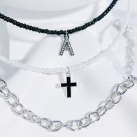 Einfacher Stil Klassischer Stil Kreuzen Brief Saatperle Kupfer Perlen Inlay Künstlicher Kristall Frau Armbänder sku image 1