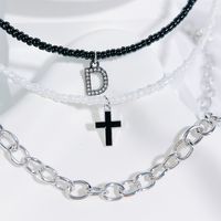 Einfacher Stil Klassischer Stil Kreuzen Brief Saatperle Kupfer Perlen Inlay Künstlicher Kristall Frau Armbänder sku image 4