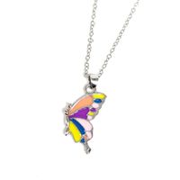 Cute Sweet Butterfly Alloy Enamel Plating Silver Plated Women's Pendant Necklace main image 5