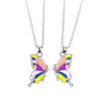Cute Sweet Butterfly Alloy Enamel Plating Silver Plated Women's Pendant Necklace main image 1