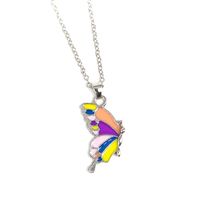 Cute Sweet Butterfly Alloy Enamel Plating Silver Plated Women's Pendant Necklace main image 6