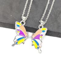 Cute Sweet Butterfly Alloy Enamel Plating Silver Plated Women's Pendant Necklace sku image 1