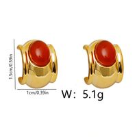 1 Pair Elegant Artistic C Shape Inlay Copper Zircon 18K Gold Plated Ear Studs sku image 1