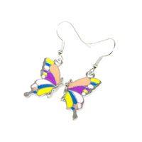 1 Pair IG Style Casual Artistic Butterfly Enamel Alloy Silver Plated Drop Earrings main image 3